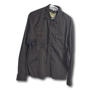 Scully Mens Western Striped Shirt w Red Stud Snap Size: M